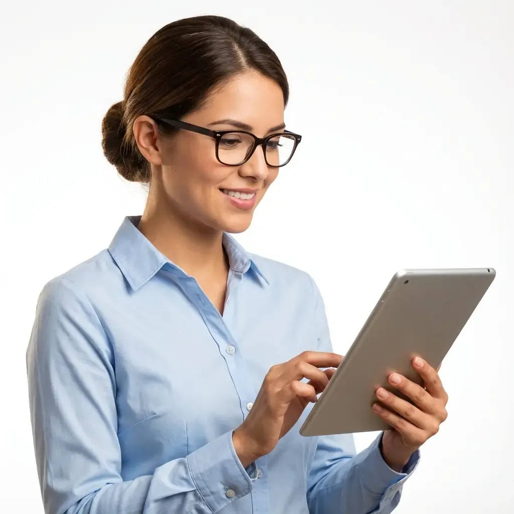 Mujer consultando SIMIT en tablet